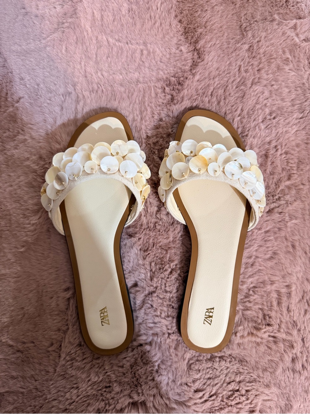 Zara Yellow Floral Appliqué Slide Sandals